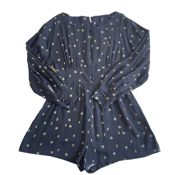 Free People Women’s Love Grows Floral Print Romper Size S Puff Sleeves - Picture 4 of 12